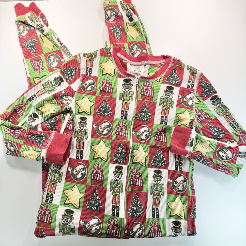 Buc-ees One Piece Unisex Adult S Christmas Holiday Thermal Pajama Lounge Wear
